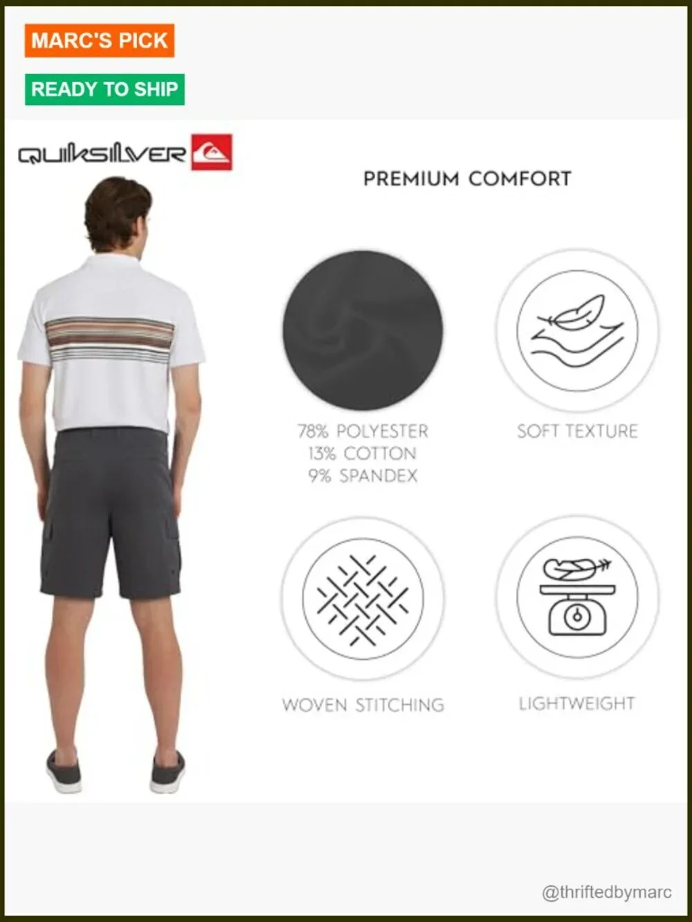 Regular Fit Hybrid Cargo Shorts with 7 Pockets, 9-Inch Inseam, Water-Friendly